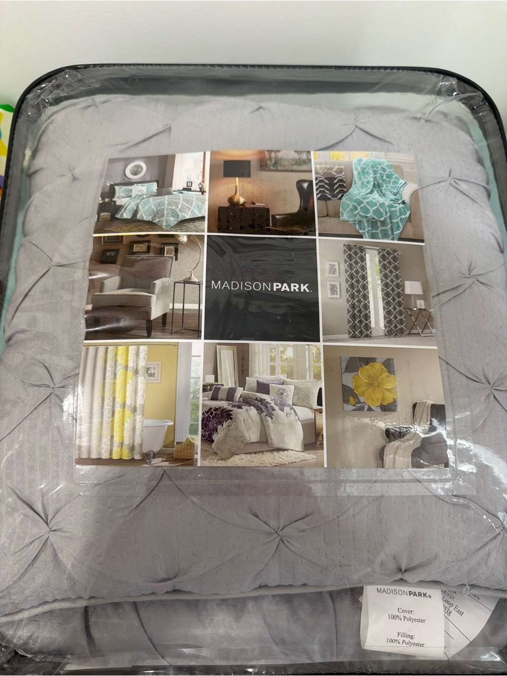 King- Madison Park Light Gray Tufted Comforter - Soft Gray Duvet Set